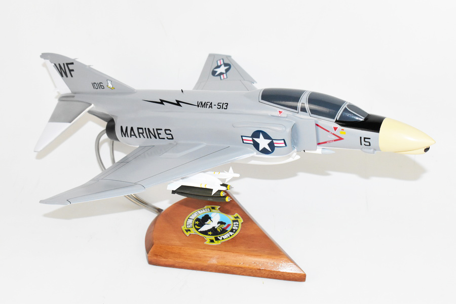 VMFA-513 Flying Nightmares 1965 F-4B Model, 1/42 (18″) Scale, Mahogany, Marines, Fighter