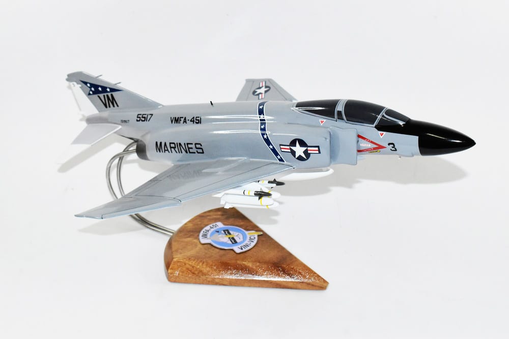 VMFA-451 Warlords 1970 F-4J Model, 1/42 (18″) Scale, Mahogany, Marines, Fighter
