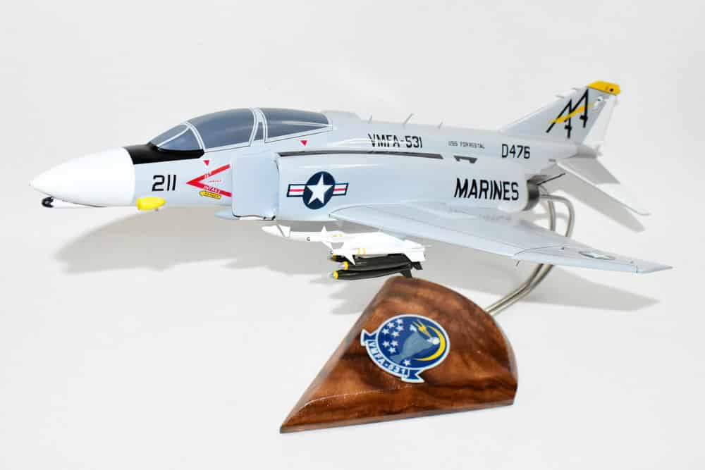 VMFA-531 Grey Ghosts F-4B Model, 1/42 (18″) Scale, Mahogany, Marines, Fighter