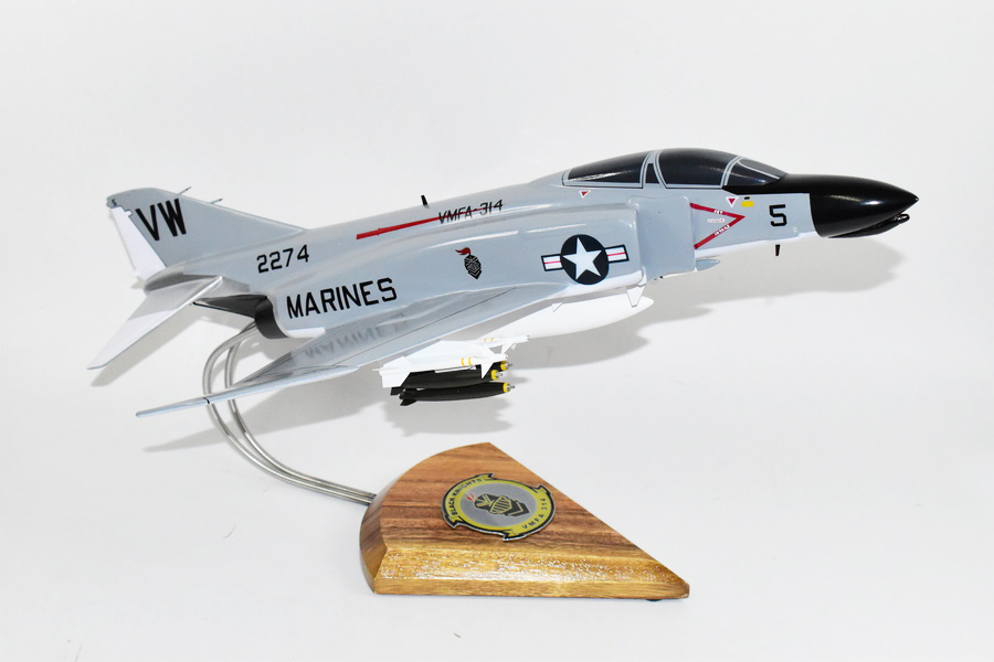 VMFA-314 Black Knights F-4B Model, 1/42 (18″) Scale, Mahogany, Marines, Fighter