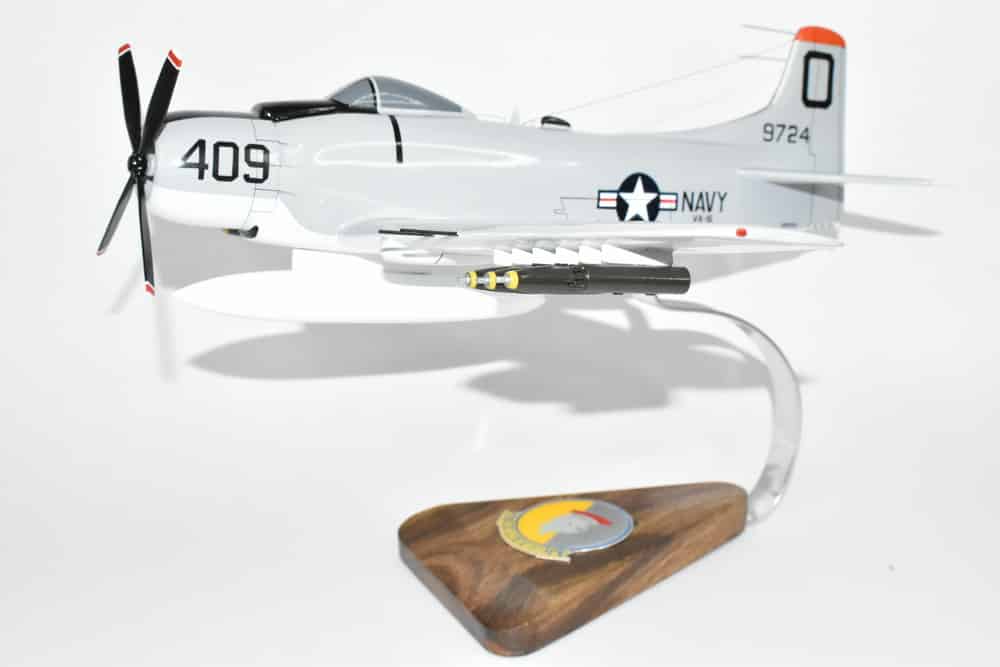 VA-16 (1956) A-1H Skyraider Model, AD6  Navy, 1/33 Scale Model, Mahogany