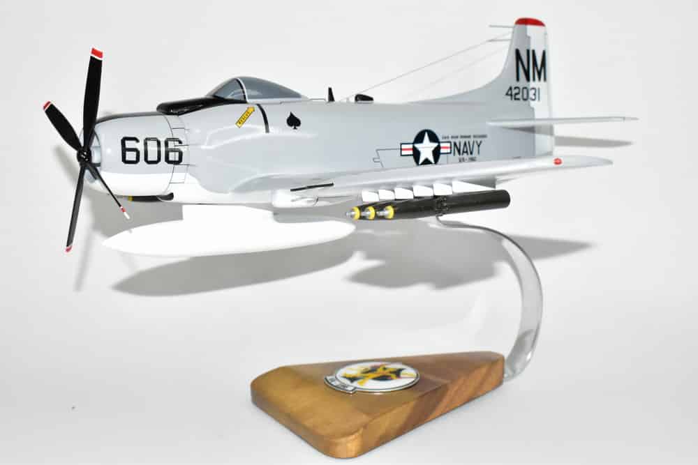 VA-196 Main Battery A-1H Skyraider Model, AD6  Navy, 1/33 Scale Model, Mahogany