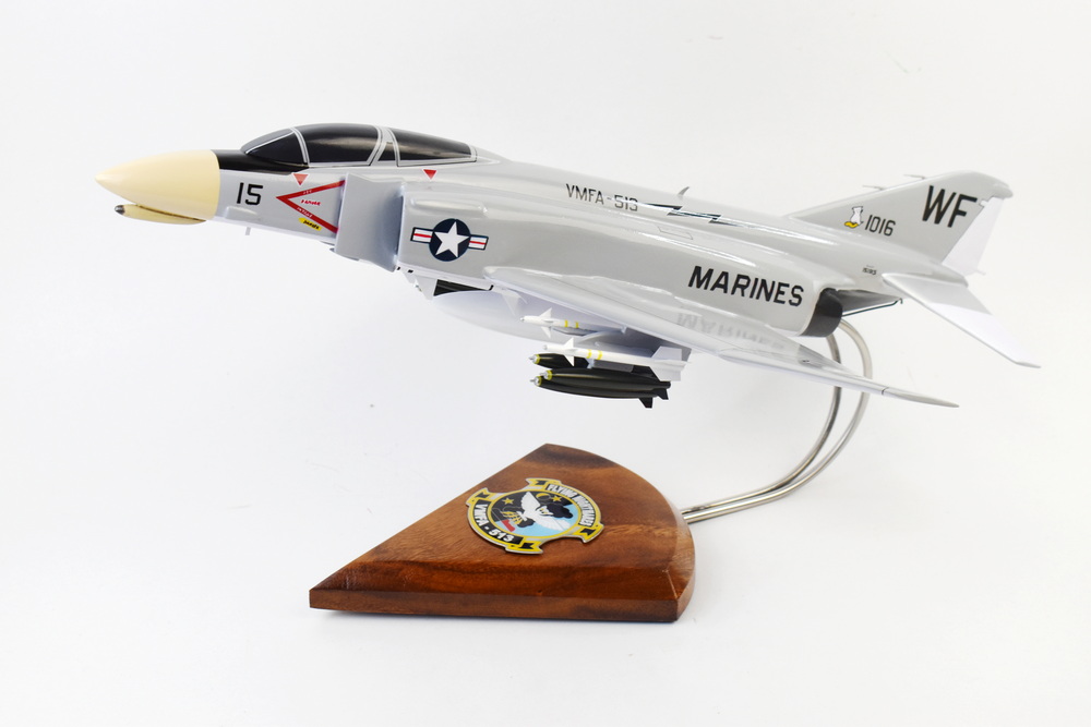 VMFA-513 Flying Nightmares 1965 F-4B Model, 1/42 (18″) Scale, Mahogany, Marines, Fighter