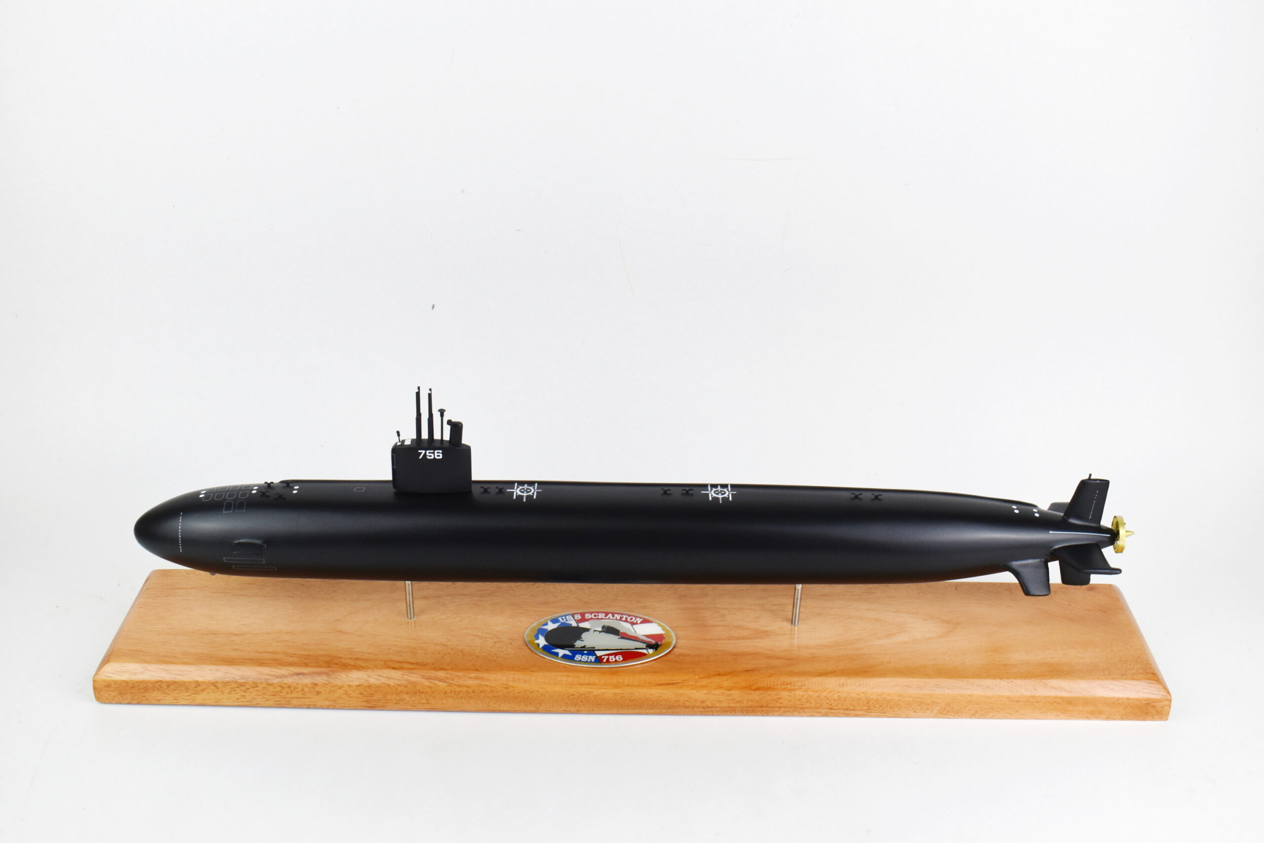 USS Scranton SSN-756 (Black Hull) Submarine Model,Navy,Scale Model,Mahogany,20 inch,LA Class