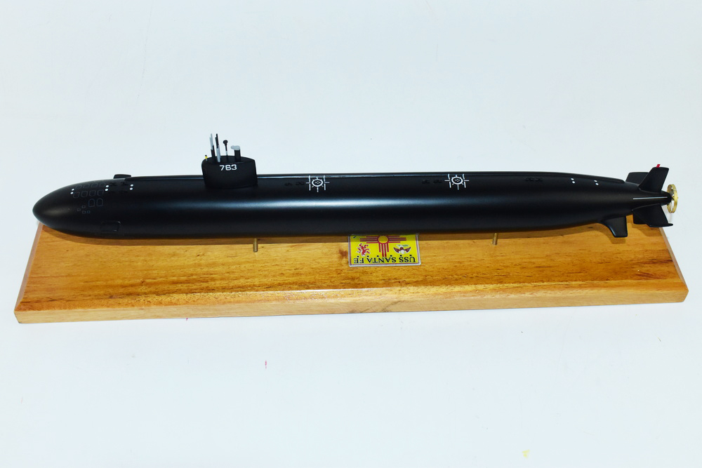 USS Santa Fe SSN-763 (Black Hull) Submarine Model,Navy,Scale Model,Mahogany,20 inch,LA Class