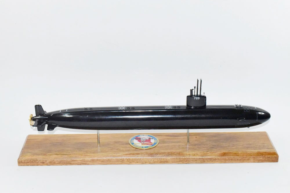 USS Jefferson City SSN-759 (Black Hull) Submarine Model,  US Navy, Scale Model, Mahogany, LA Class