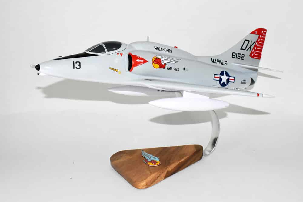 VMA-324 Vagabonds A-4M Skyhawk Model, 1/27th Scale, Mahogany, Marines