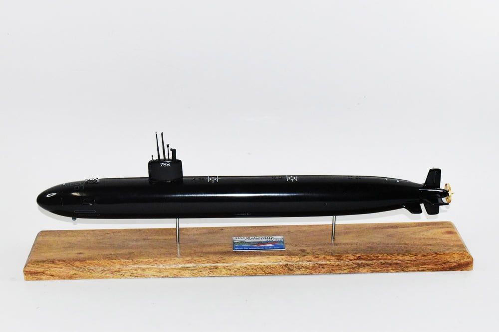 USS Asheville SSN-758 (Black Hull) Submarine Model,Navy,Scale Model,Mahogany,20 inch,LA Class