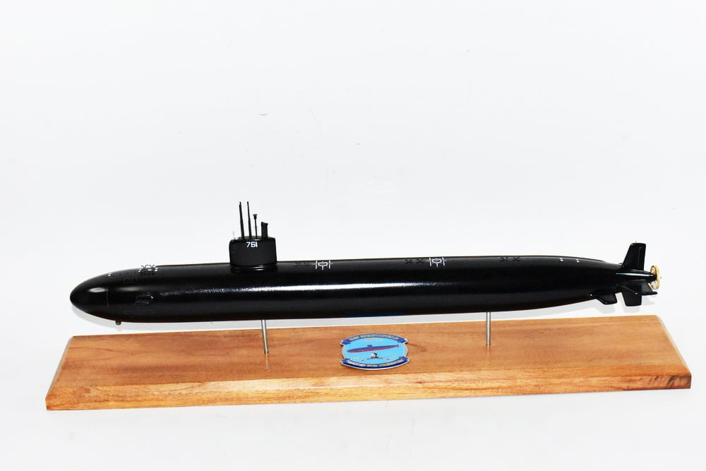 USS Springfield SSN-761 (Black Hull) Submarine Model,  US Navy, Scale Model, Mahogany, LA Class