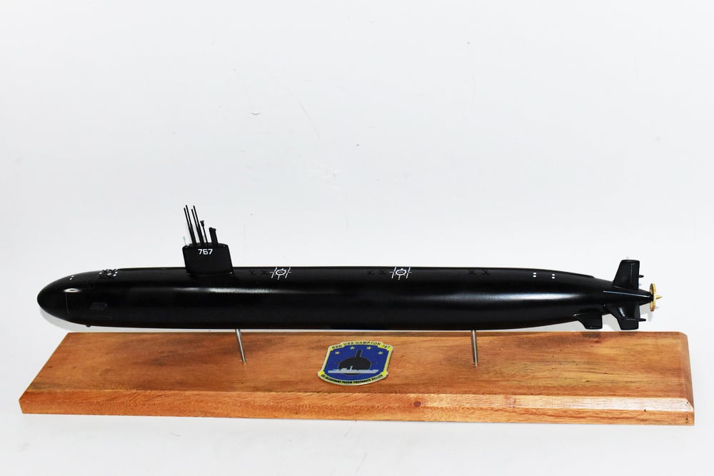 USS Hampton SSN-767 (Black Hull) Submarine Model,Navy,Scale Model,Mahogany,20 inch,LA Class