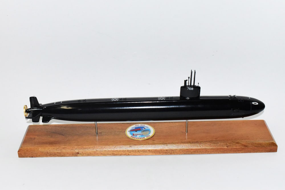 USS Hartford SSN-768 (Black Hull) Submarine Model,Navy,Scale Model,Mahogany,20 inch,LA Class