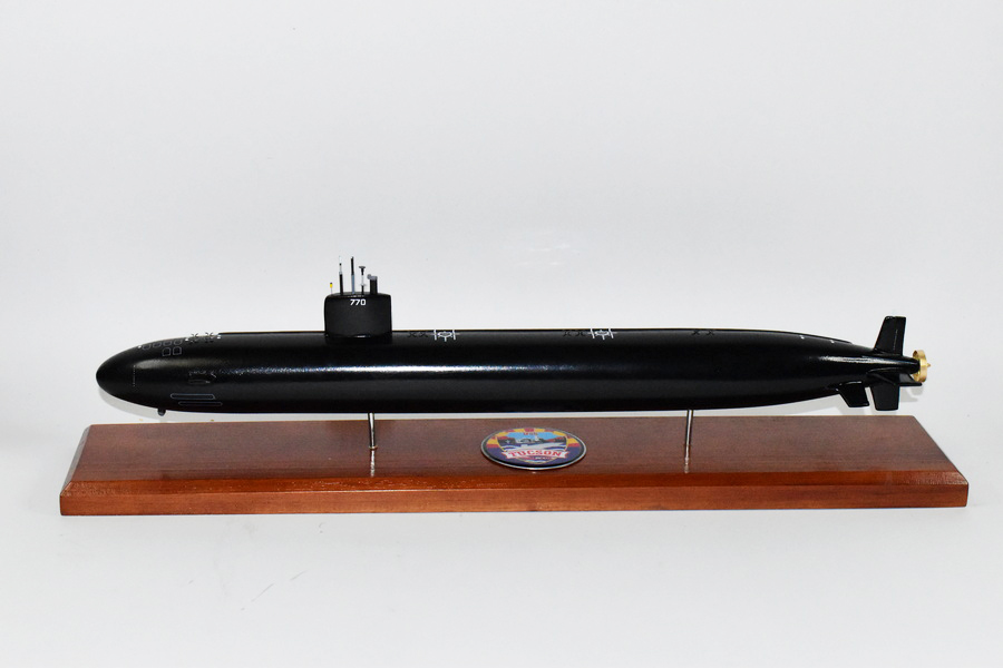 USS Tucson SSN-770 (Black Hull) Submarine Model, US Navy, Scale Model, Mahogany, LA Class
