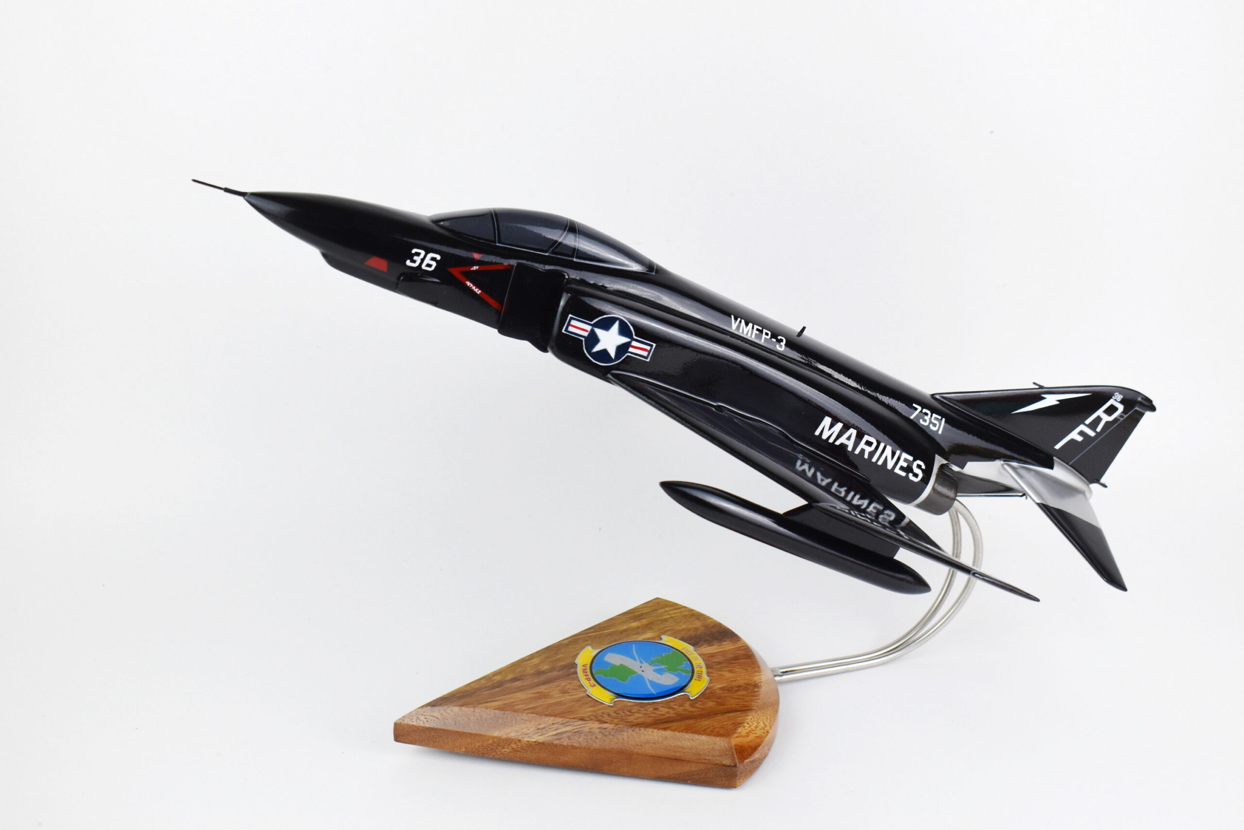 VMFP-3  Eyes of the Corps (RF-36 1990) RF-4B Model, 1/42 (18″) Scale, Mahogany, Marines, Fighter
