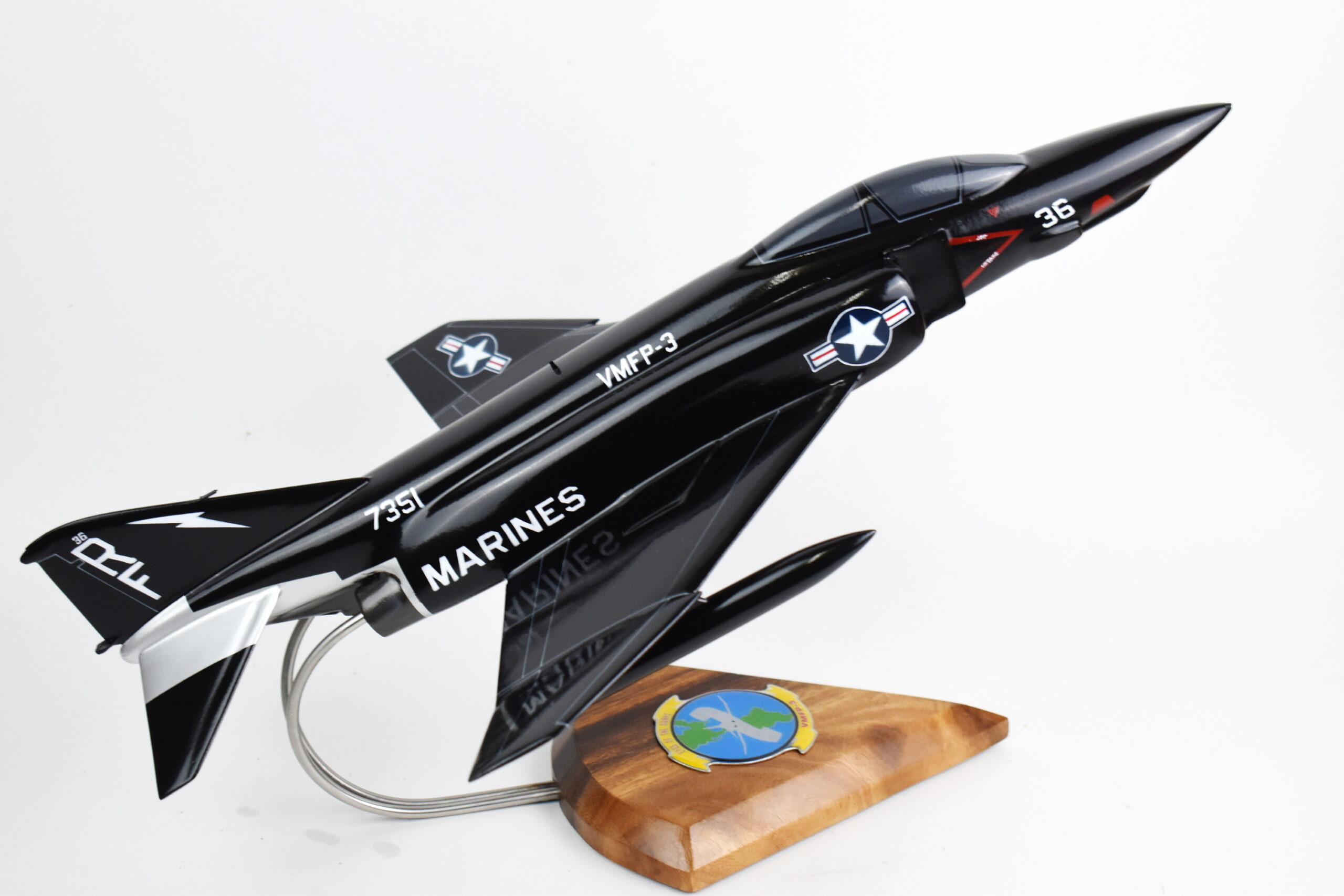 VMFP-3  Eyes of the Corps (RF-36 1990) RF-4B Model, 1/42 (18″) Scale, Mahogany, Marines, Fighter