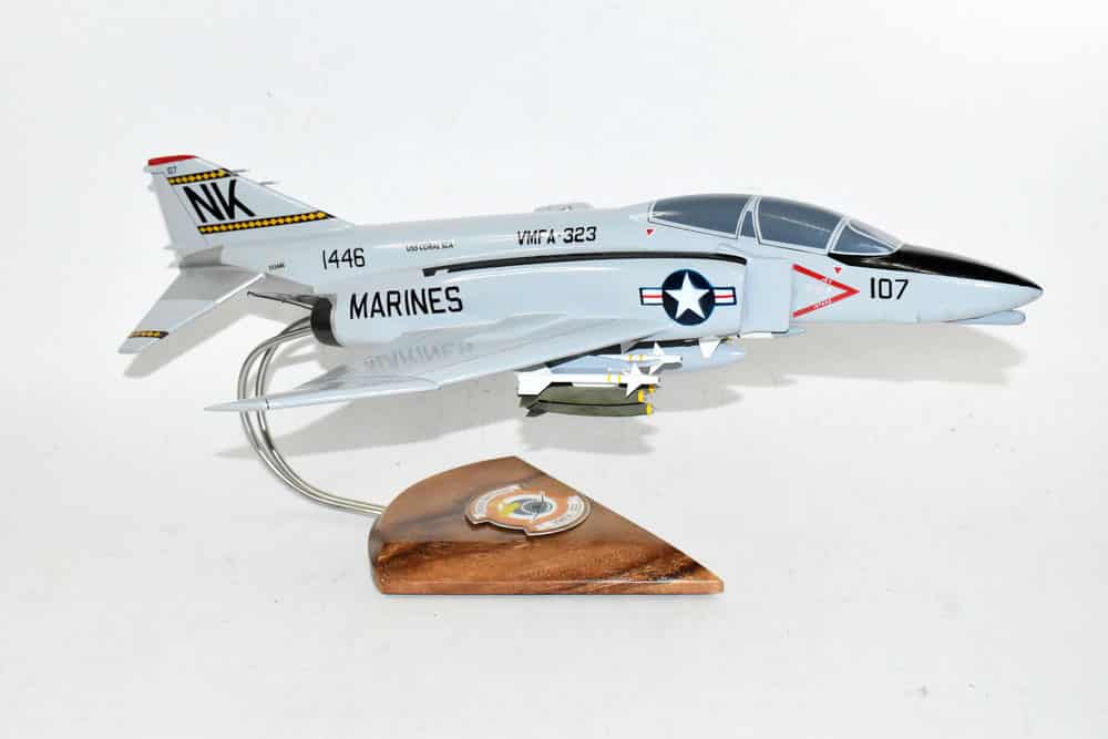 VMFA-323 Death Rattlers (1979) F-4N Model, 1/42 (18″) Scale, Mahogany, Marines, Fighter