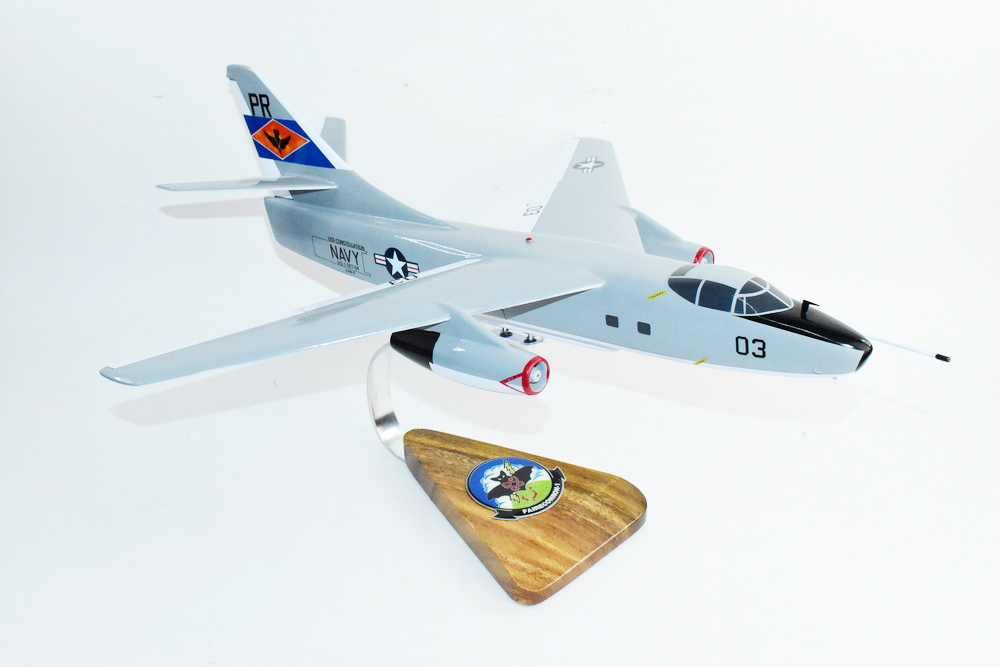 VQ-1 World Watchers (1974) EA-3B Skywarrior Model, 1/50th Scale, Mahogany