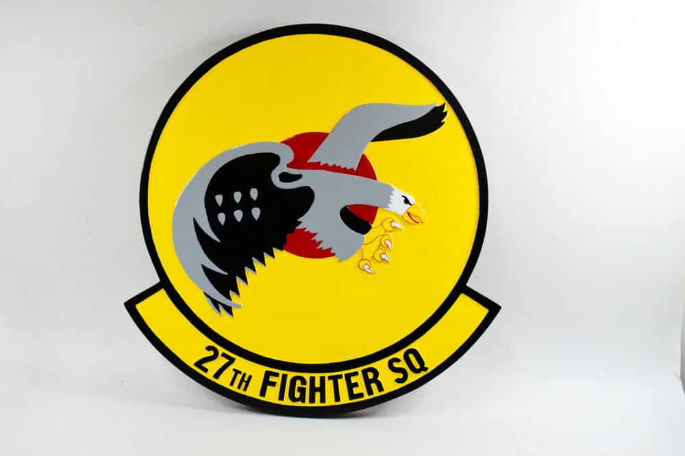 27th Fighter Squadron Plaque,14″, Mahogany
