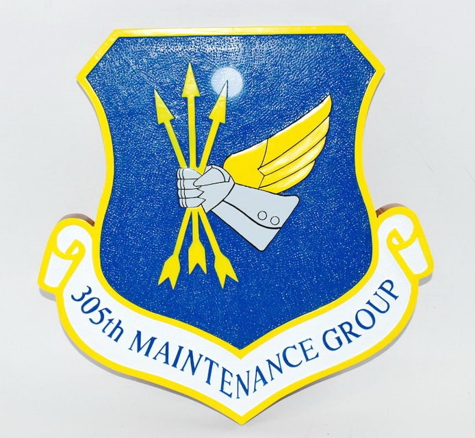 305th Maintenance Group Plaque,14″, Mahogany