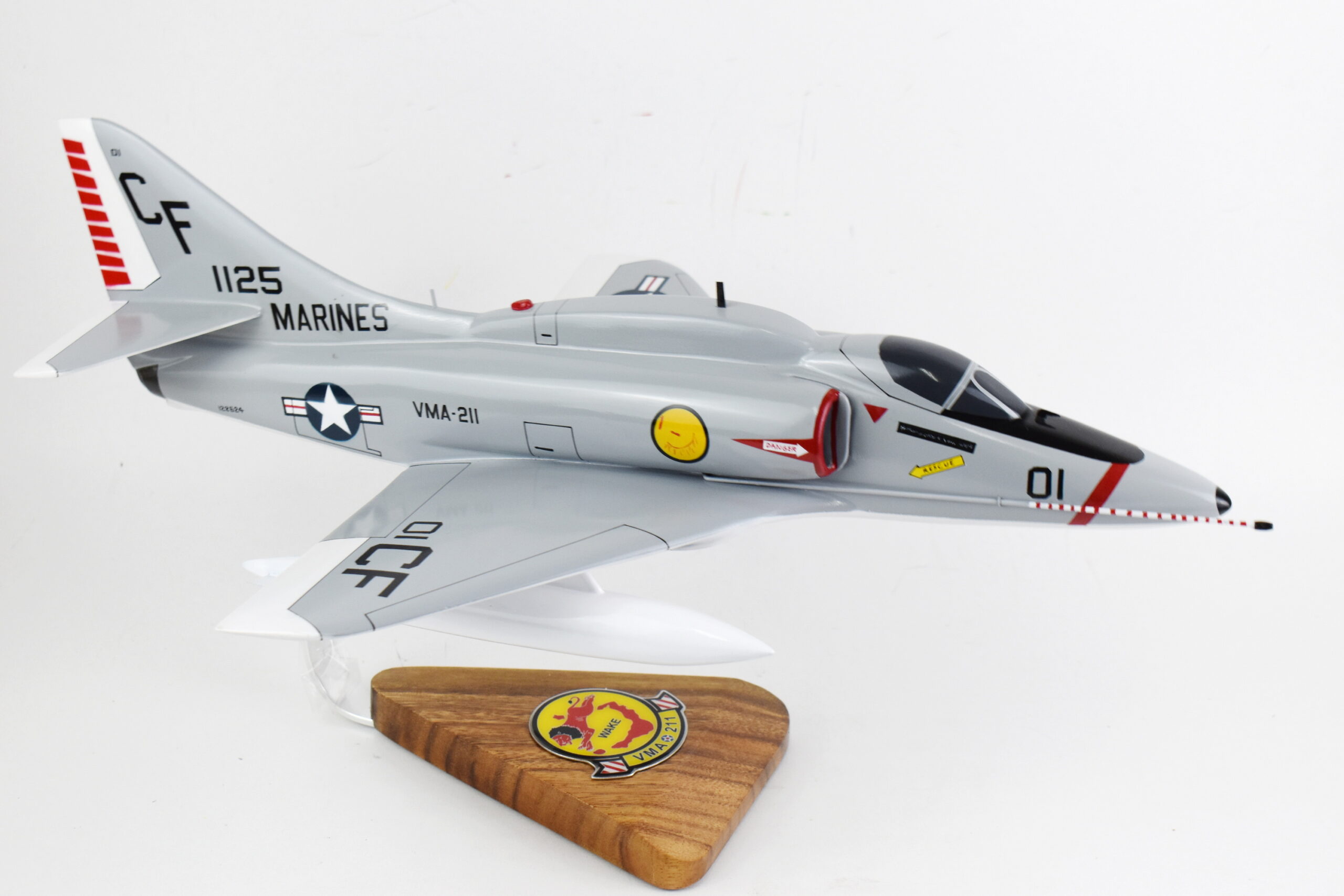VMA-211 Wake Island Avengers A-4E (1973) Model, 1/27th Scale, Mahogany, Marines