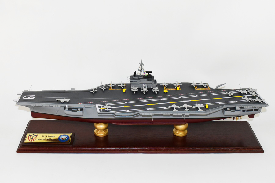 USS Ranger CV-61 Aircraft Carrier Model 36 inches,Navy,Scale Model,Mahogany,Forrestal Class