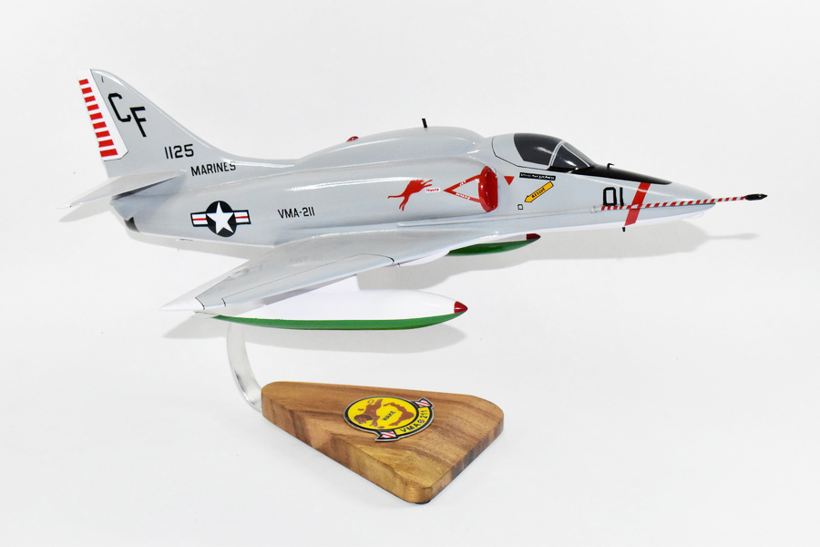 VMA-211 Wake Island Avengers A-4E (1973) Model, 1/27th Scale, Mahogany, Marines