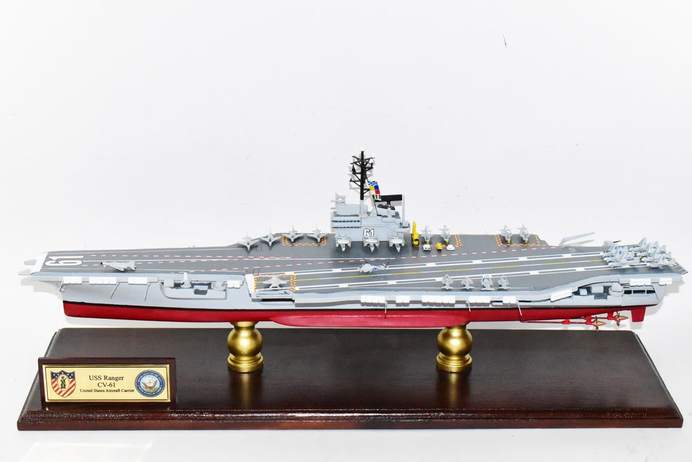 USS Ranger CV-61 Aircraft Carrier Model,Navy,Scale Model,Mahogany,Forrestal Class
