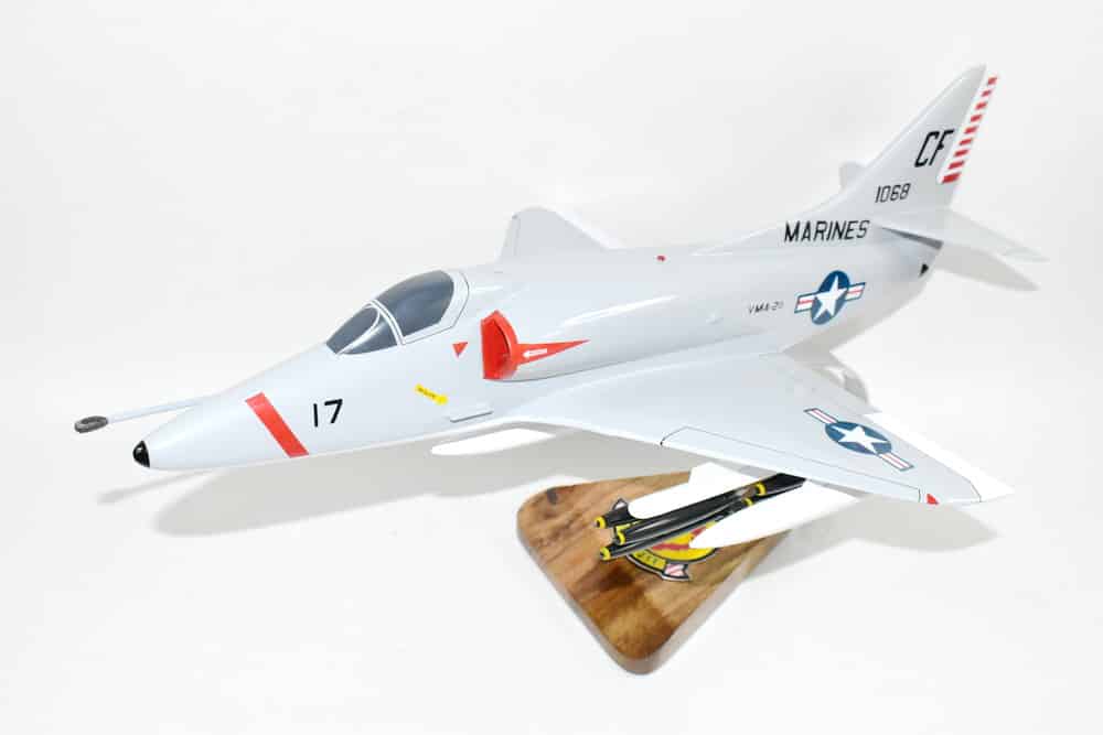 VMA-211 Wake Island Avengers 1968 A-4B Model, 1/27th Scale, Mahogany, Marines