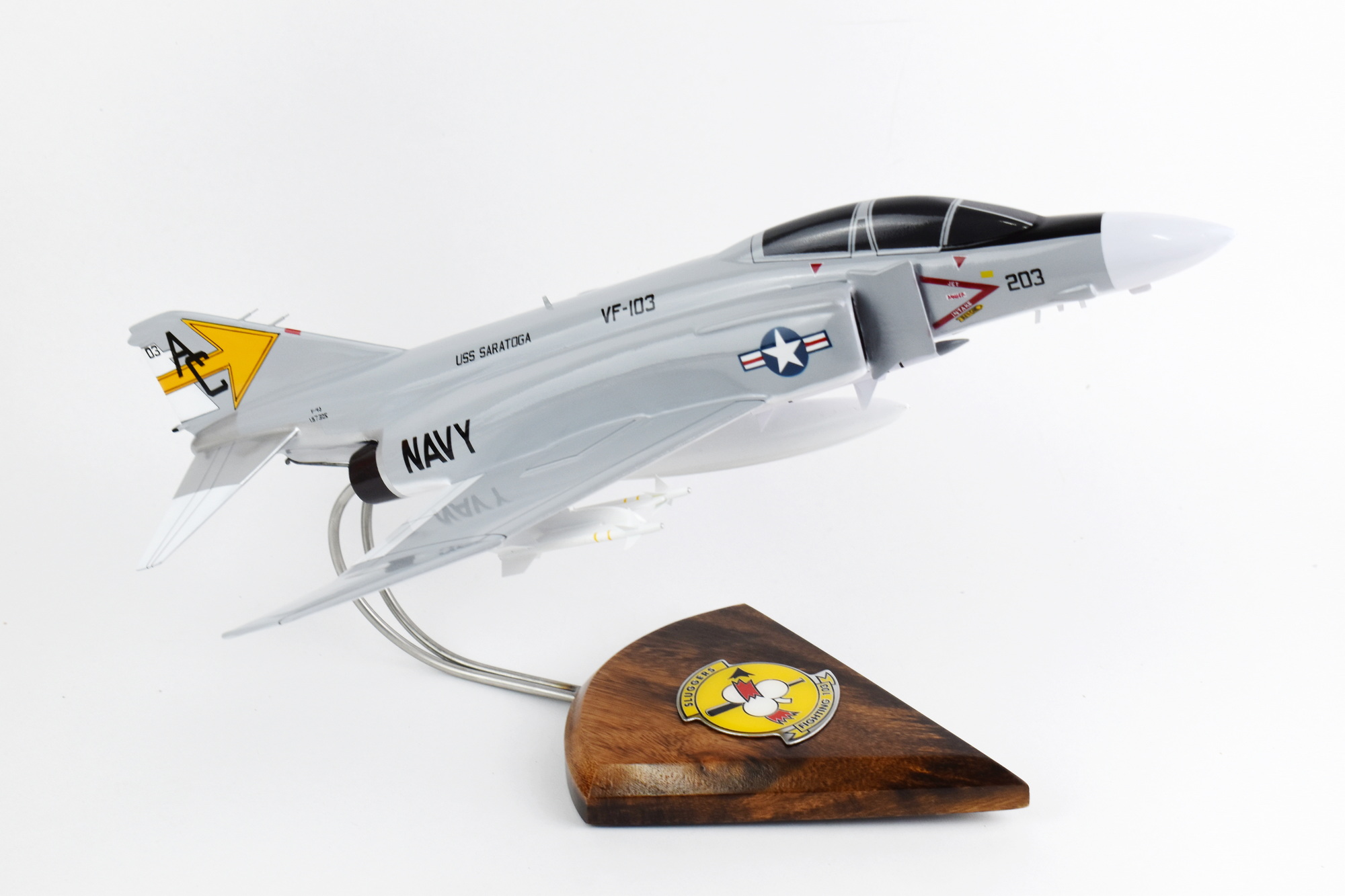 VF-103 Sluggers USS Saratoga F-4J Model, 1/42 (18″) Scale, Mahogany, Navy, Fighter