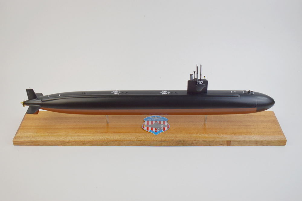 USS Portsmouth (SSN-707) FLT I Submarine Model,Navy,Scale Model,Mahogany,20 inch,LA Class