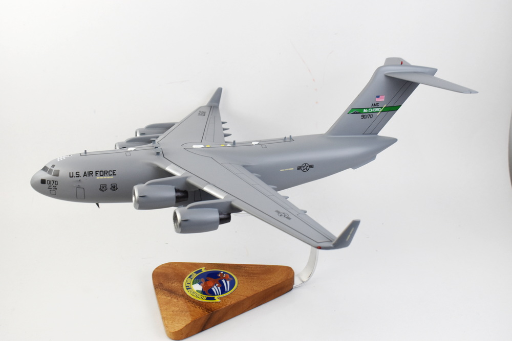 97th Airlift Squadron Fightin’ Roos (99170 McChord AFB) C-17 Model, 1/116th Scale, Mahogany