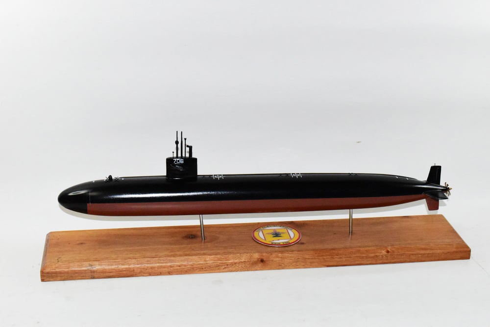 USS Albuquerque (SSN-706) FLT I Submarine Model,Navy,Scale Model,Mahogany,20 inch,LA Class