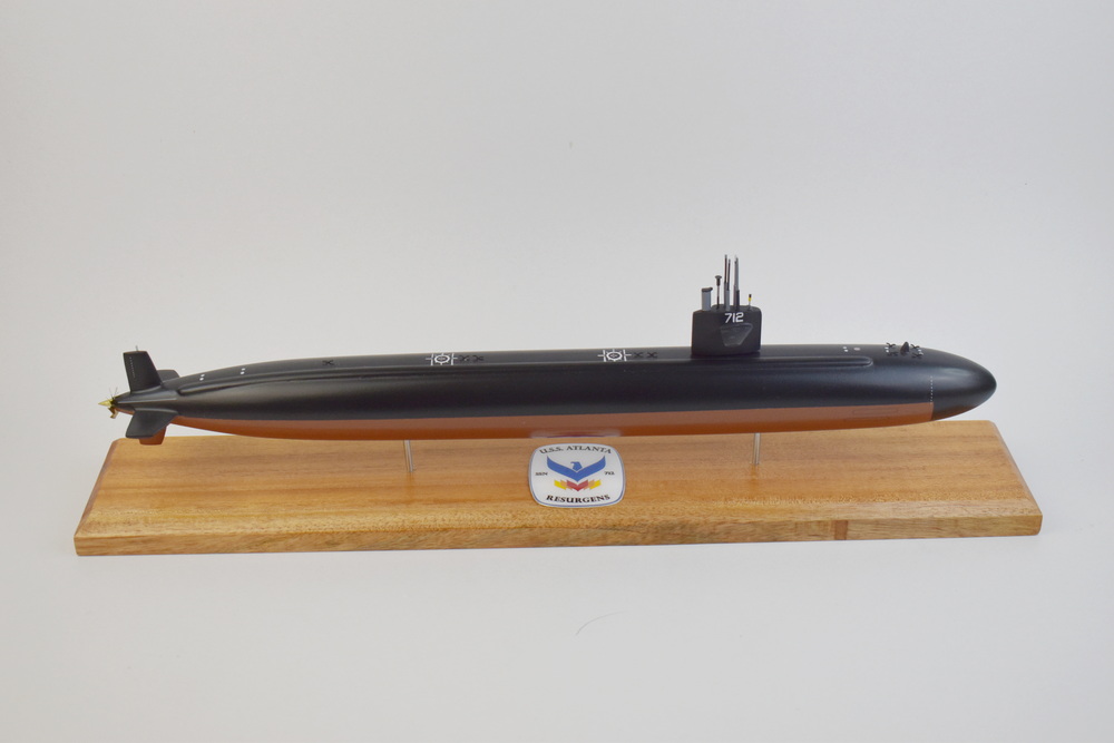 USS Atlanta (SSN-712) FLT I Submarine Model,Navy,Scale Model,Mahogany,20 inch,LA Class