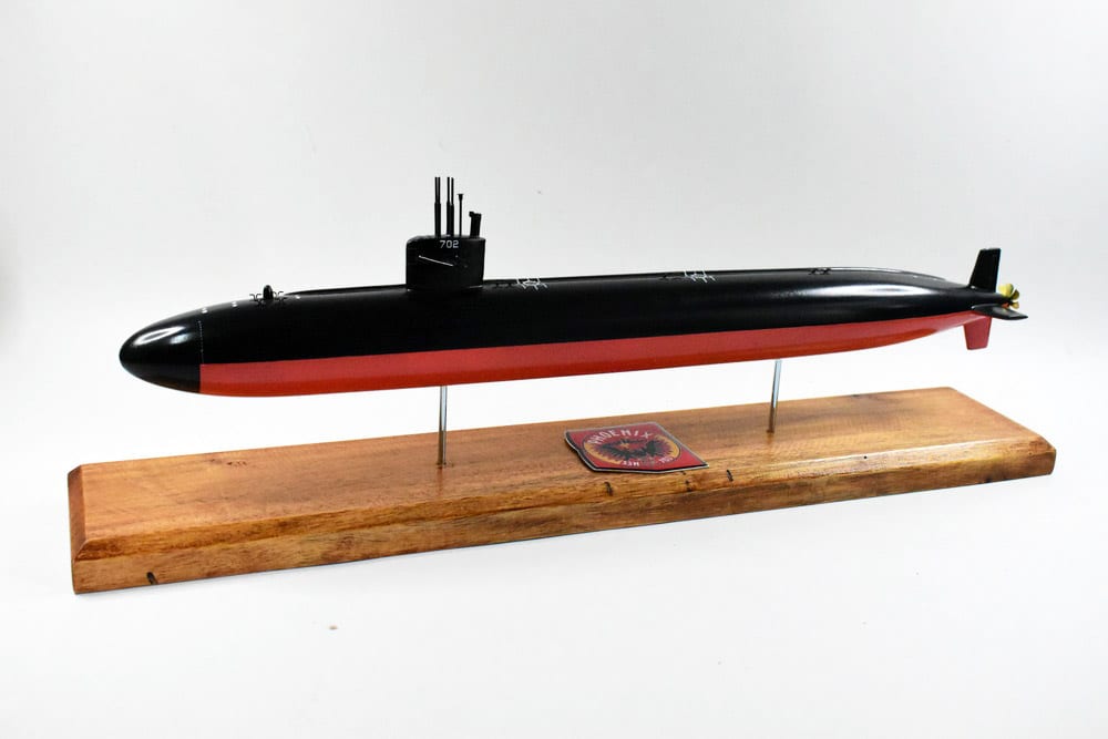 USS Phoenix (SSN-702) Flt I Submarine Model,Navy,Scale Model,Mahogany,20 inch,LA Class