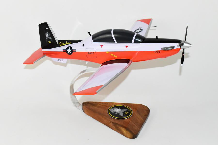Beechcraft® T-6bTexan II, VT-6 Shooters Showbird, Beechcraft, 16″ Mahogany Scale Model
