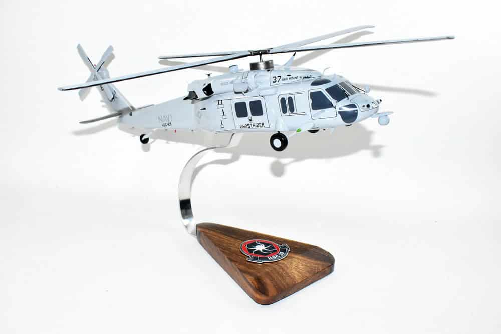 MH-60S, HSC-28 Dragon Whales USS Mount Whitney 2019, 16″ Mahogany Model
