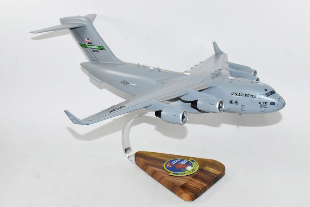 97th Airlift Squadron Fightin’ Roos (99170 McChord AFB) C-17 Model, 1/116th Scale, Mahogany