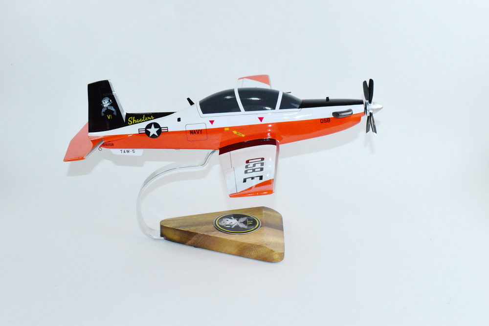 Beechcraft® T-6bTexan II, VT-6 Shooters Showbird, Beechcraft, 16″ Mahogany Scale Model