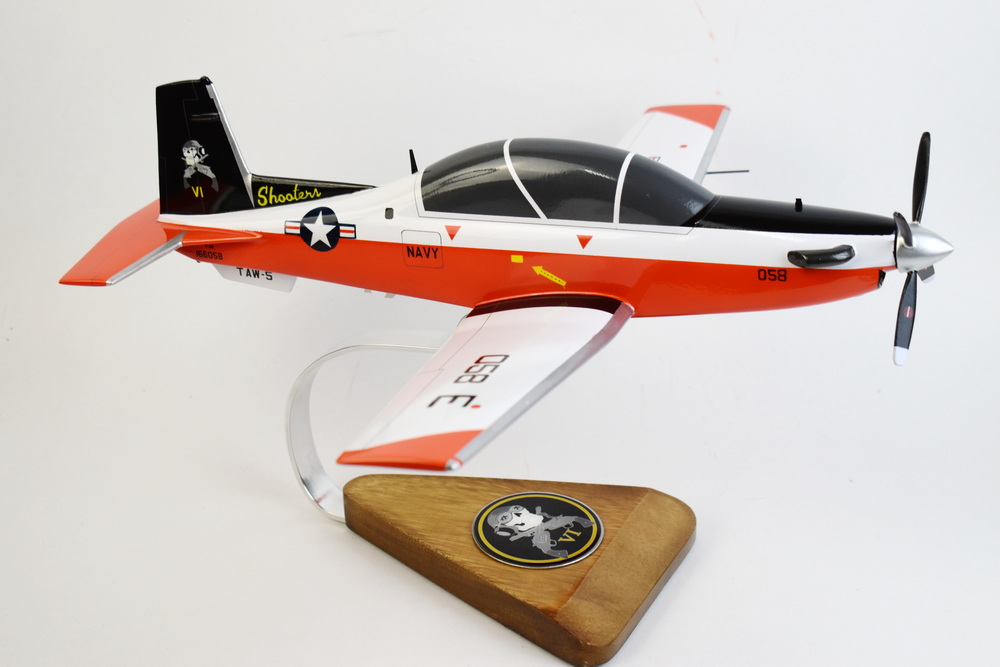 Beechcraft® T-6bTexan II, VT-6 Shooters Showbird, Beechcraft, 16″ Mahogany Scale Model