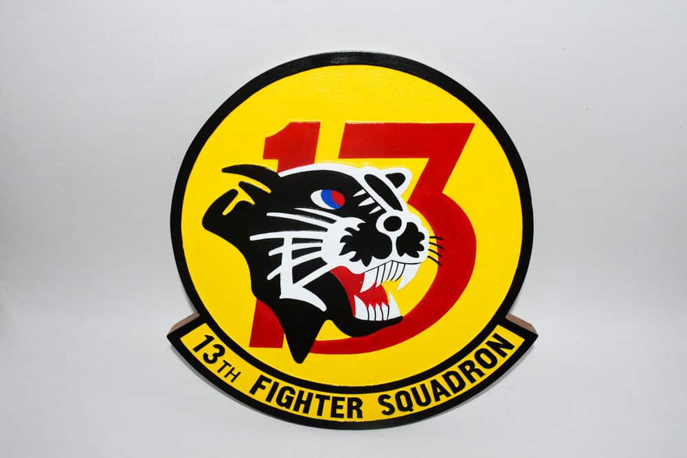 13th Fighter Squadron Panthers Plaque,14″, Mahogany