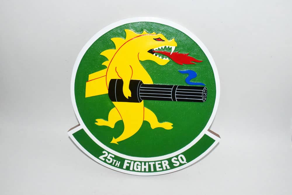 25th Fighter Squadron Assam Draggins Plaque,14″, Mahogany