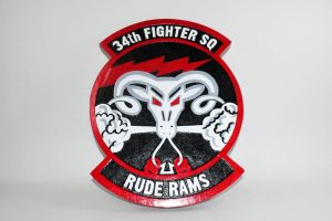 34th Fighter Squadron Rude Rams Plaque