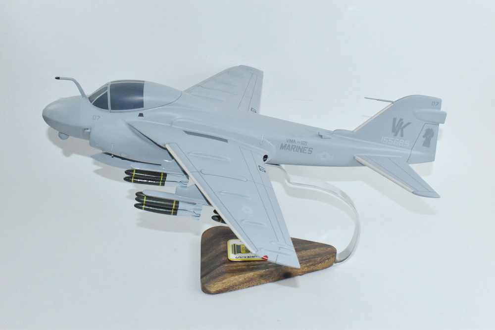 VMA(AW) 121 Green Knights A-6 (1985) Intruder Model, 1/36th Scale, Mahogany, Marines