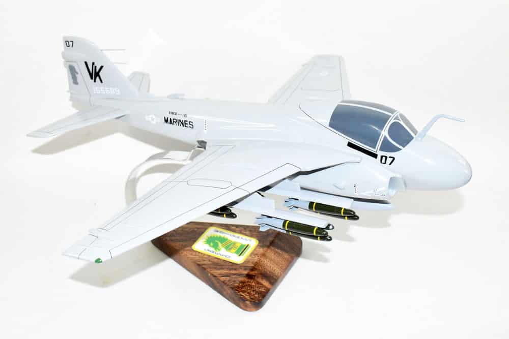 VMA(AW) 121 Green Knights A-6 (1985) Intruder Model, 1/36th Scale, Mahogany, Marines