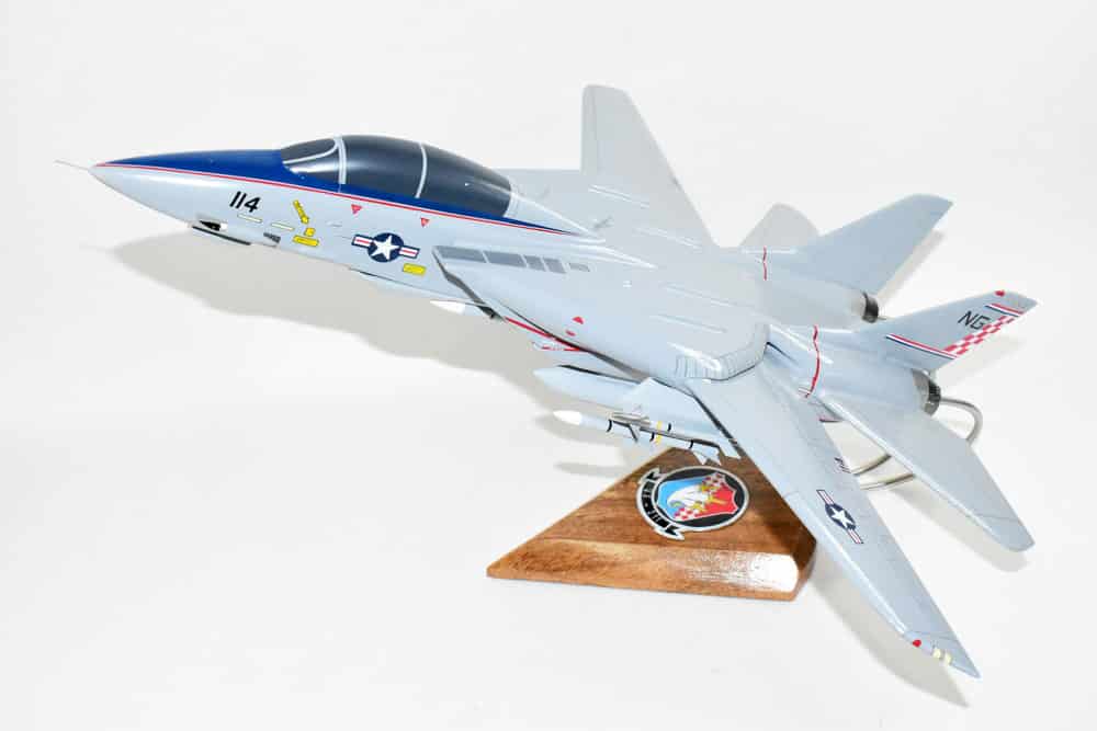 VF-211 Checkmates (1984) F-14 Tomcat Model, 1/42 (18″) Scale, Mahogany, Navy, Fighter