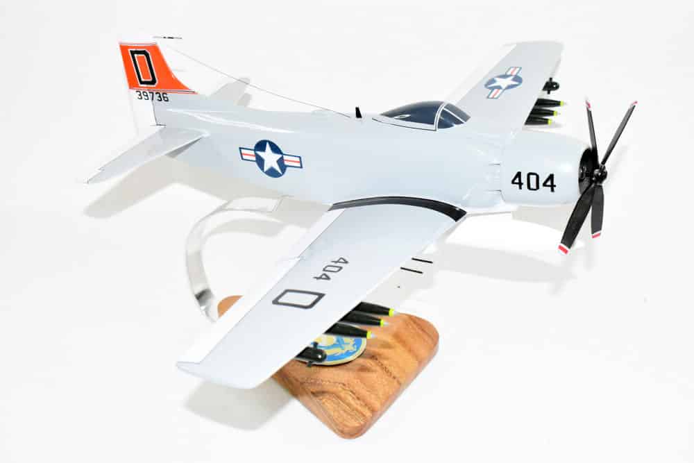 VA-125 Rough Raiders 1956 USS Lexington A-1 (AD) Skyraider, Navy, 1/33 Scale Model, Mahogany