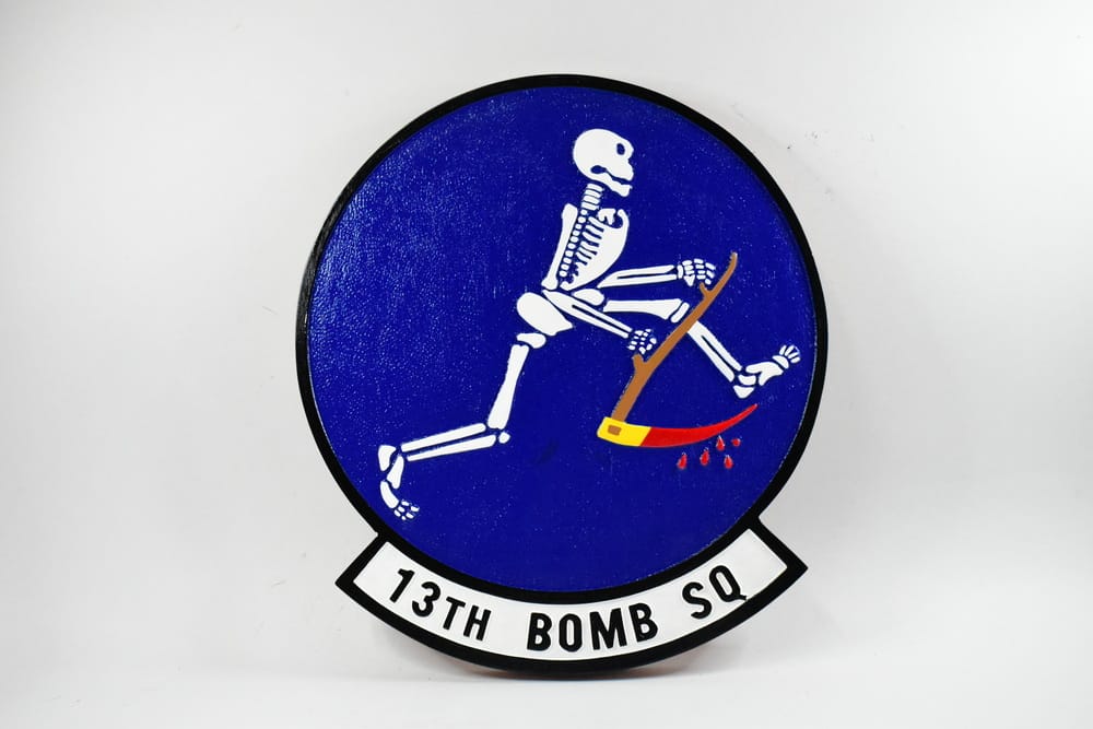 13th Bomb Squadron “Grim Reapers” Plaque,14″, Mahogany