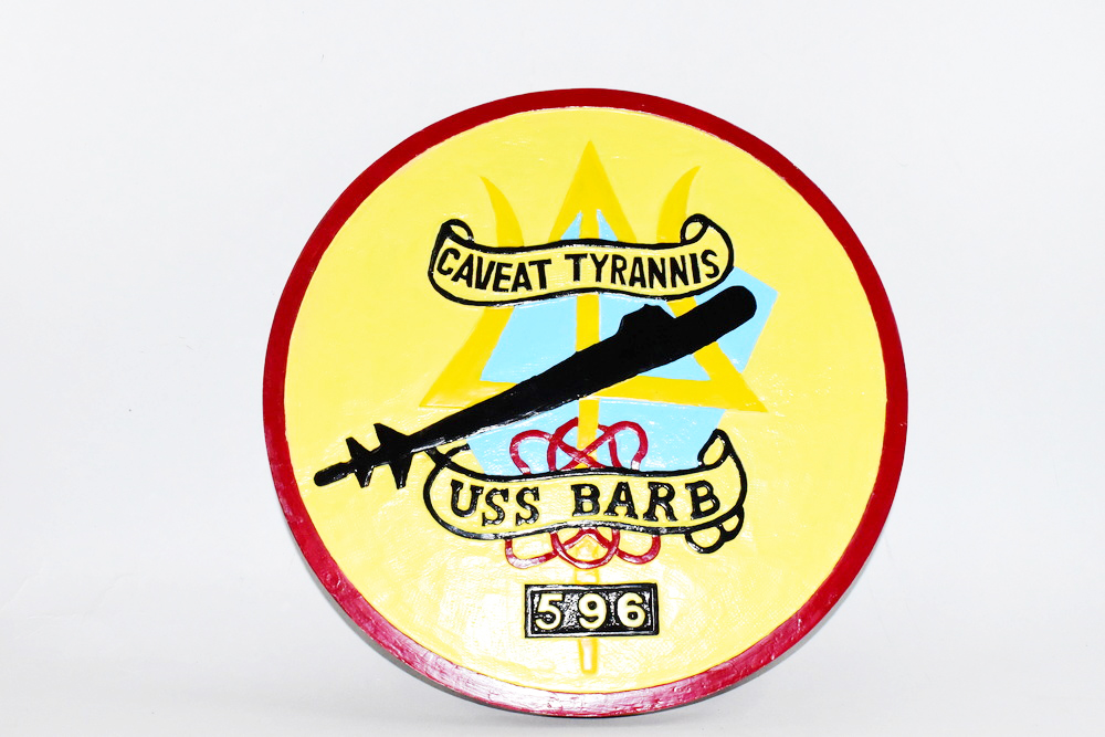 SSN-596 USS Barb Plaque, 14″, Mahogany, Navy