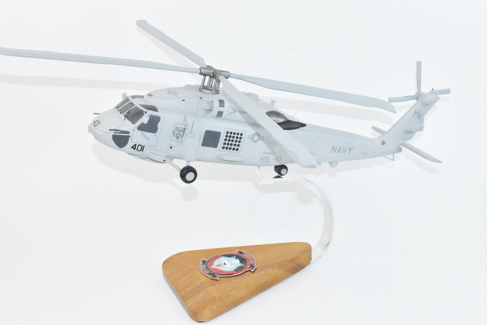 SH-60B, HSL-40 Airwolves (Fleet Grey), 16″ Mahogany Scale Model