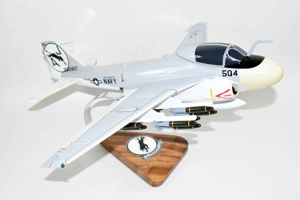 VA-35 Black Panthers A-6E USS Nimitz (156987) Intruder Model, 1/36th Scale, Mahogany, Navy