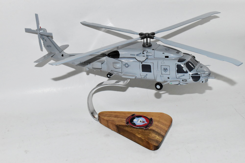 SH-60B, HSL-40 Airwolves (Fleet Grey), 16″ Mahogany Scale Model